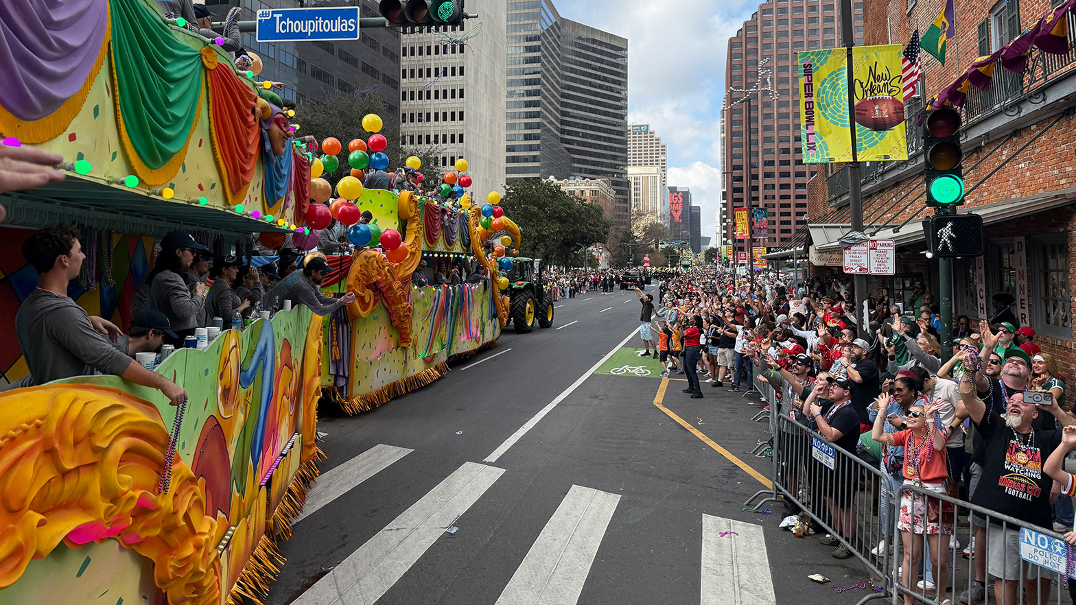 The Chevron float was a part of the first New Orleans Super Bowl Host Committee parade